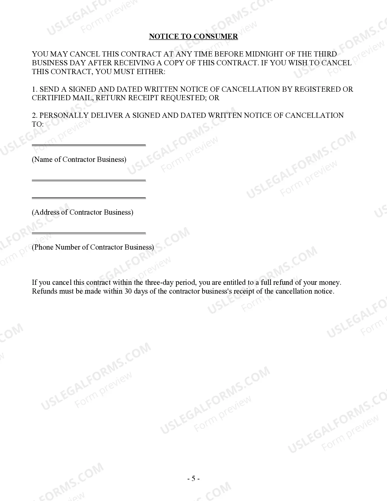 Preview Demolition Contract for Contractor