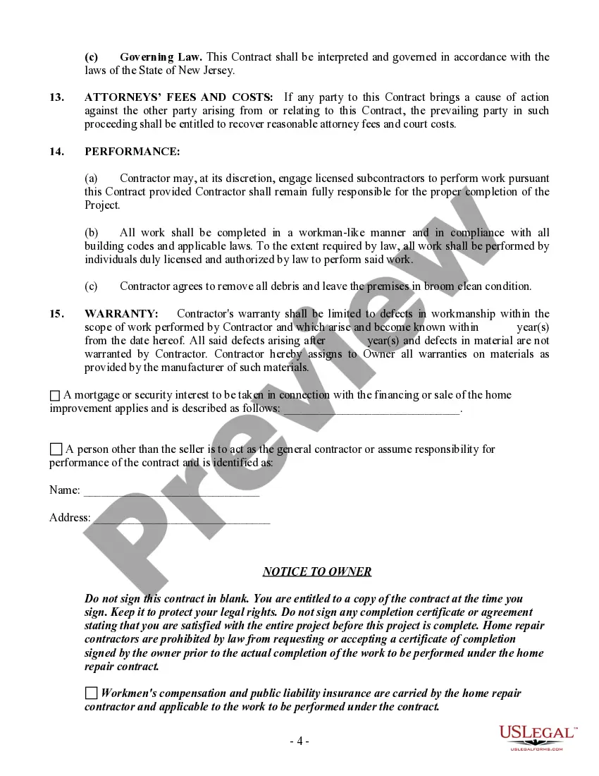 Preview Siding Contract for Contractor