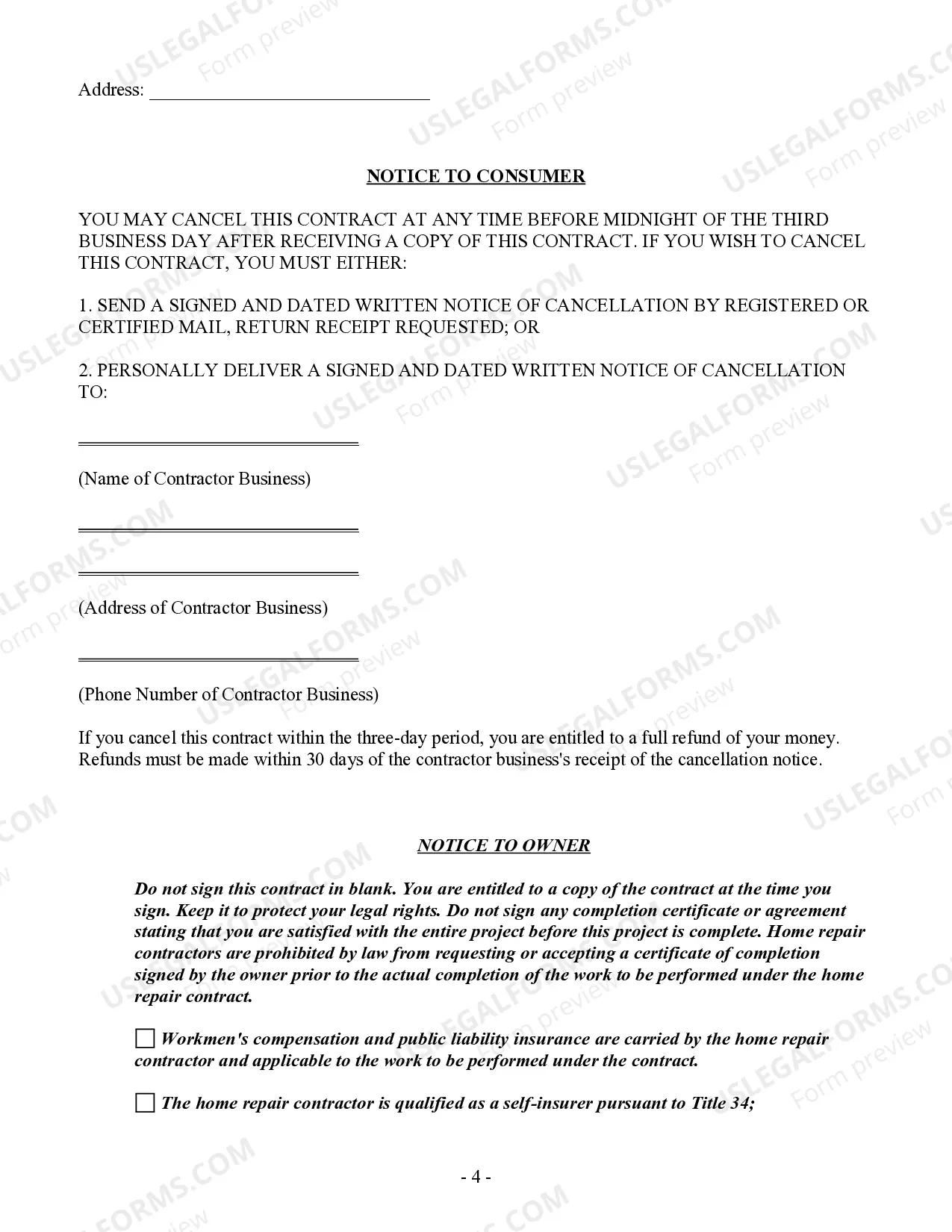 Preview Refrigeration Contract for Contractor