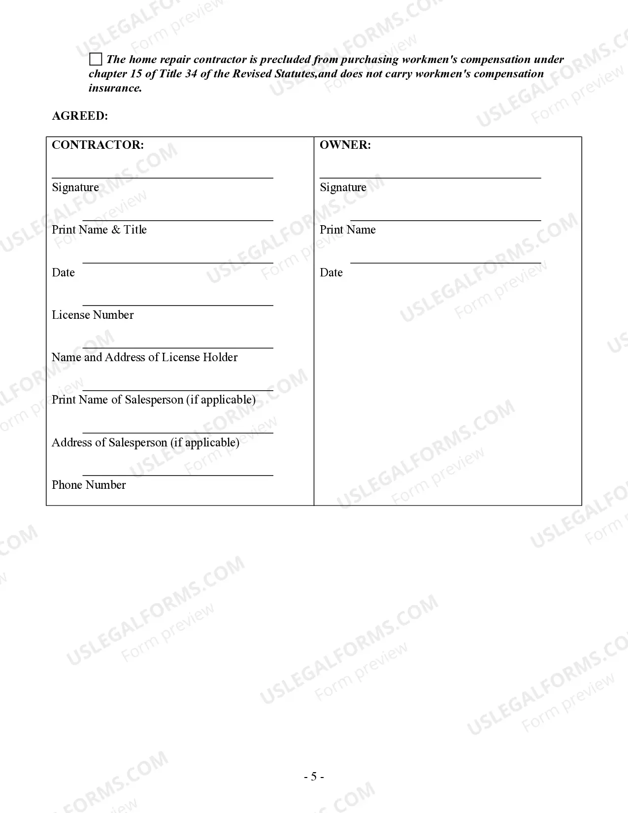 Preview Refrigeration Contract for Contractor