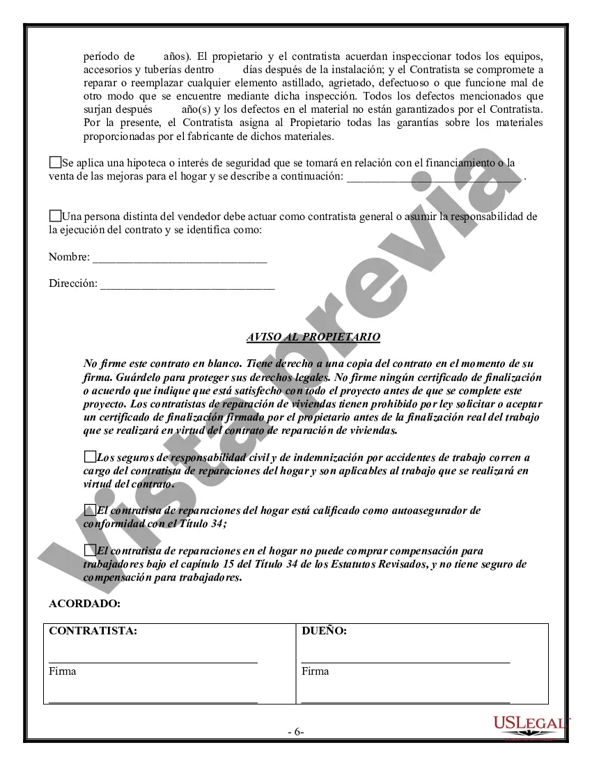 Preview Contrato de plomería para contratista