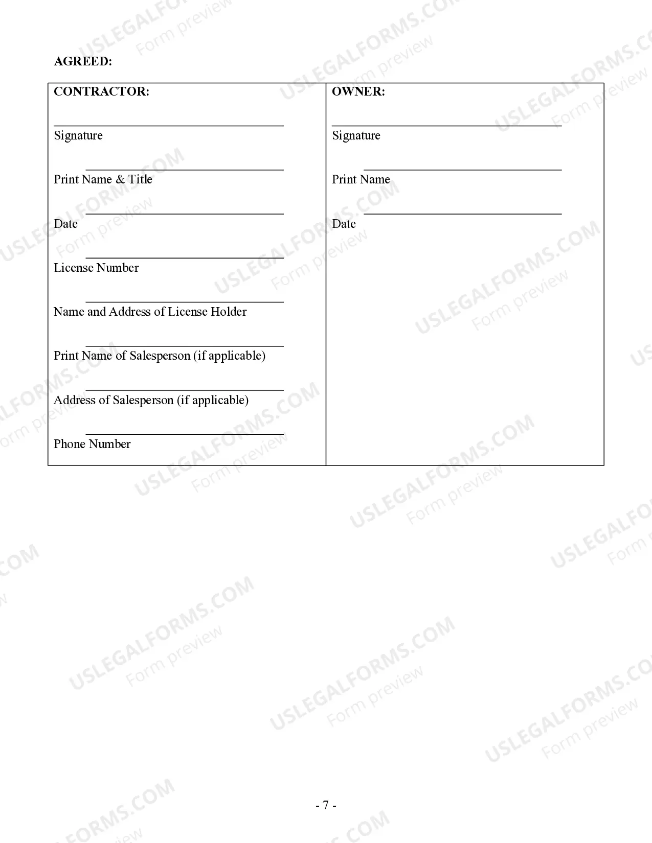 Preview Plumbing Contract for Contractor