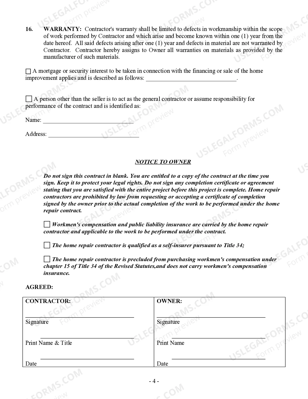 Preview Brick Mason Contract for Contractor