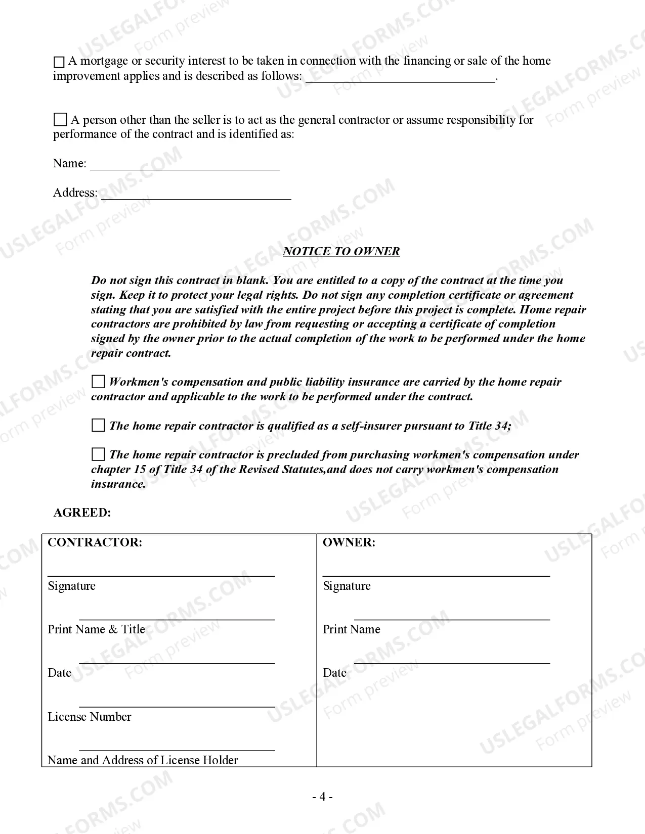 Preview Roofing Contract for Contractor