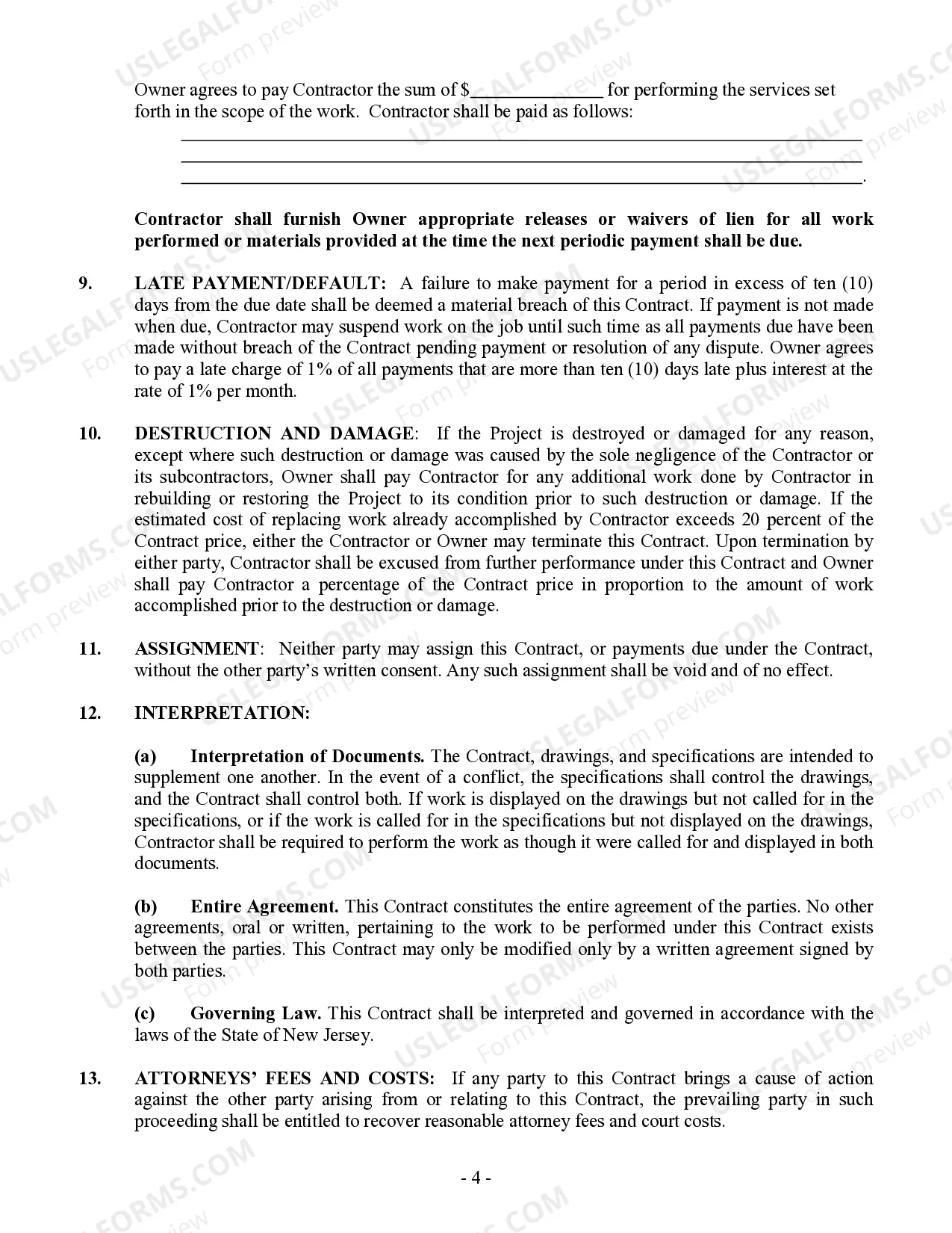 Preview Electrical Contract for Contractor