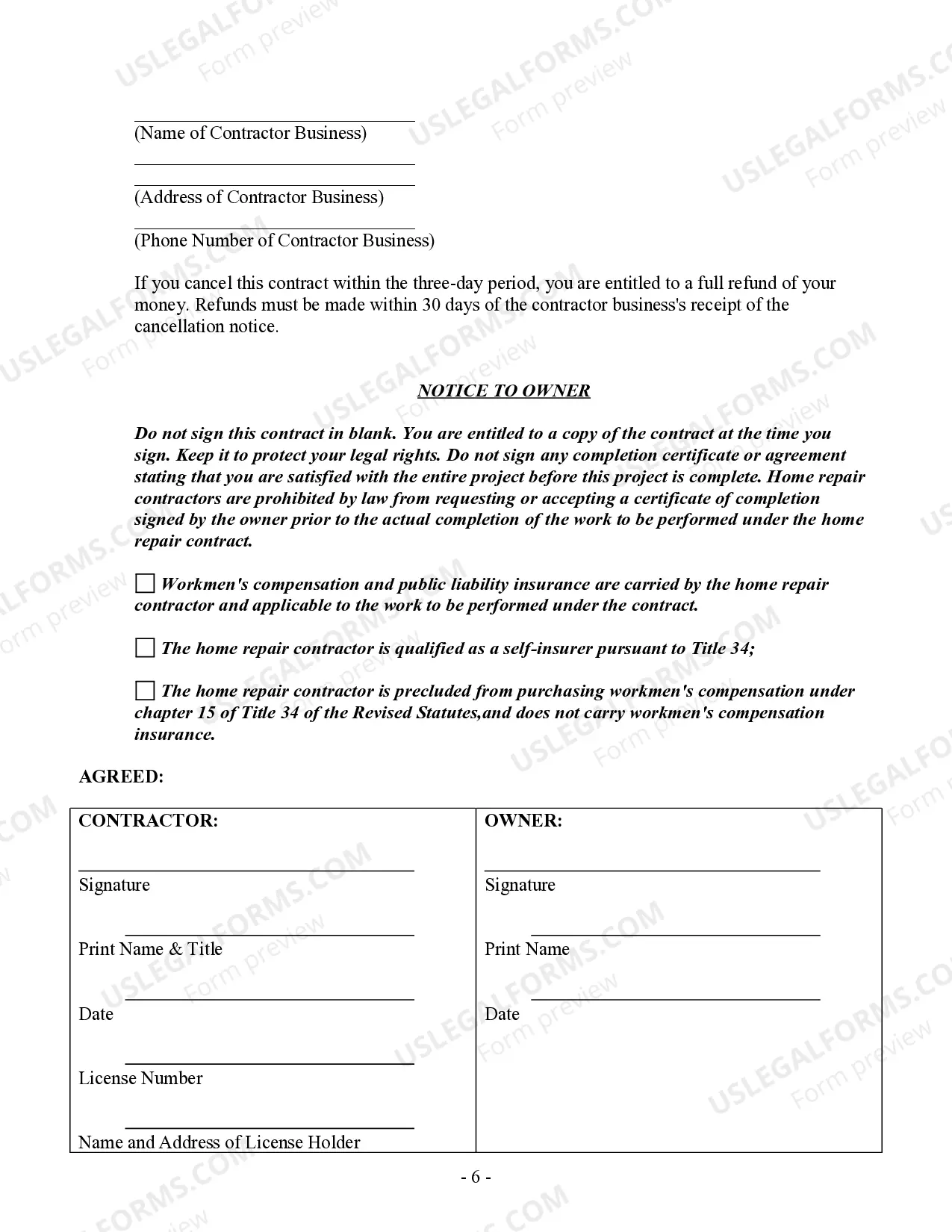 Preview Electrical Contract for Contractor