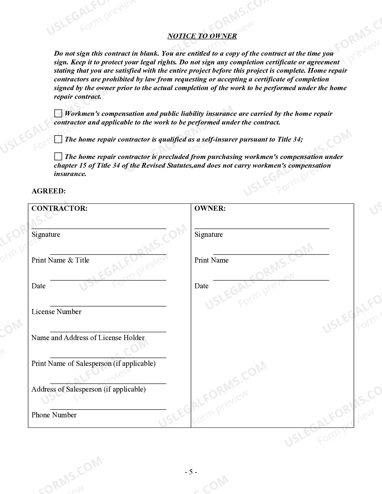 Preview Flooring Contract for Contractor