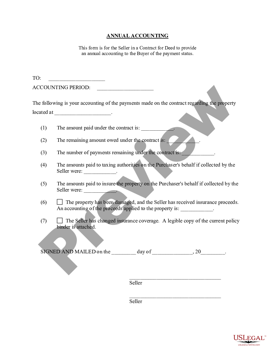 form Contract for Deed Seller's Annual Accounting Statement preview