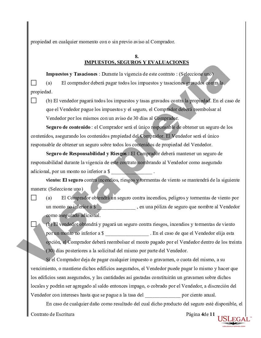 Preview Acuerdo o Contrato de Escritura de Venta y Compra de Bienes Raíces a/k/a Terreno o Contrato de Ejecución