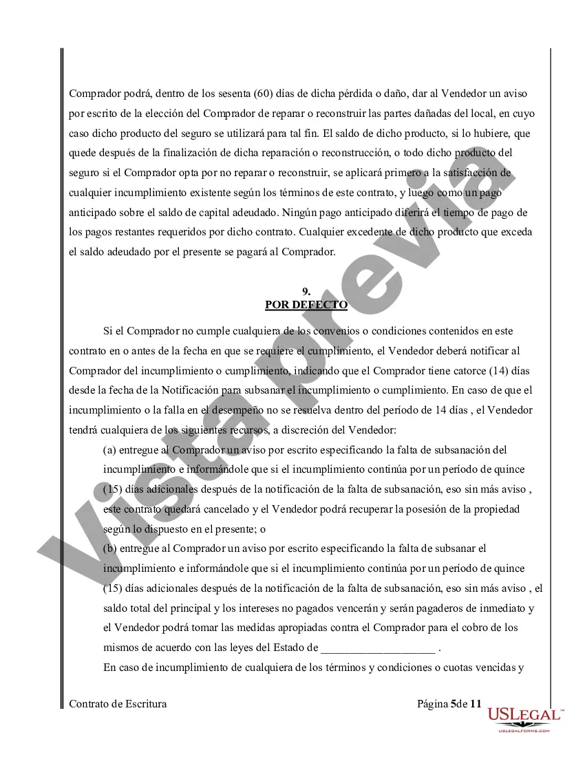 Preview Acuerdo o Contrato de Escritura de Venta y Compra de Bienes Raíces a/k/a Terreno o Contrato de Ejecución