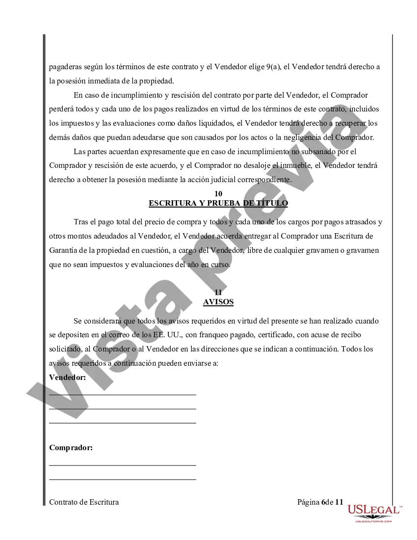 Preview Acuerdo o Contrato de Escritura de Venta y Compra de Bienes Raíces a/k/a Terreno o Contrato de Ejecución
