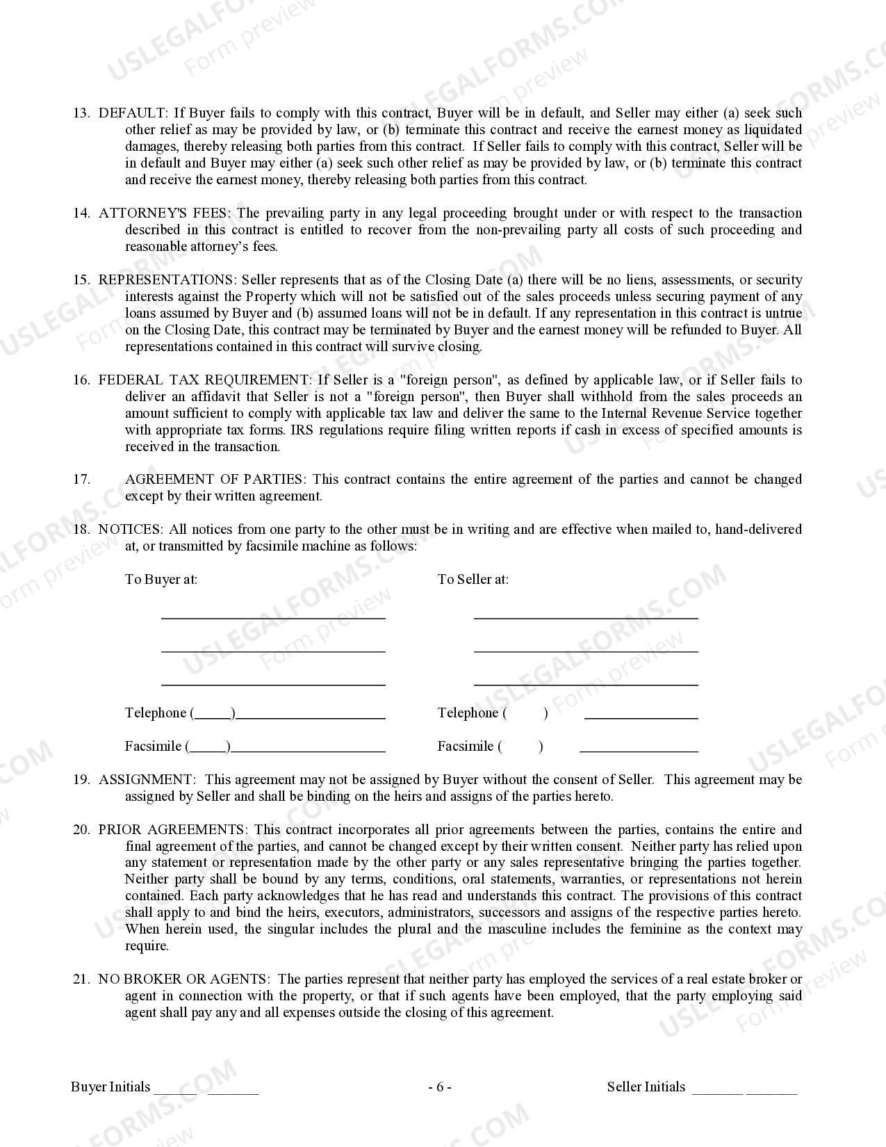 New Jersey Contract for Sale and Purchase of Real Estate with No Broker for Residential Home