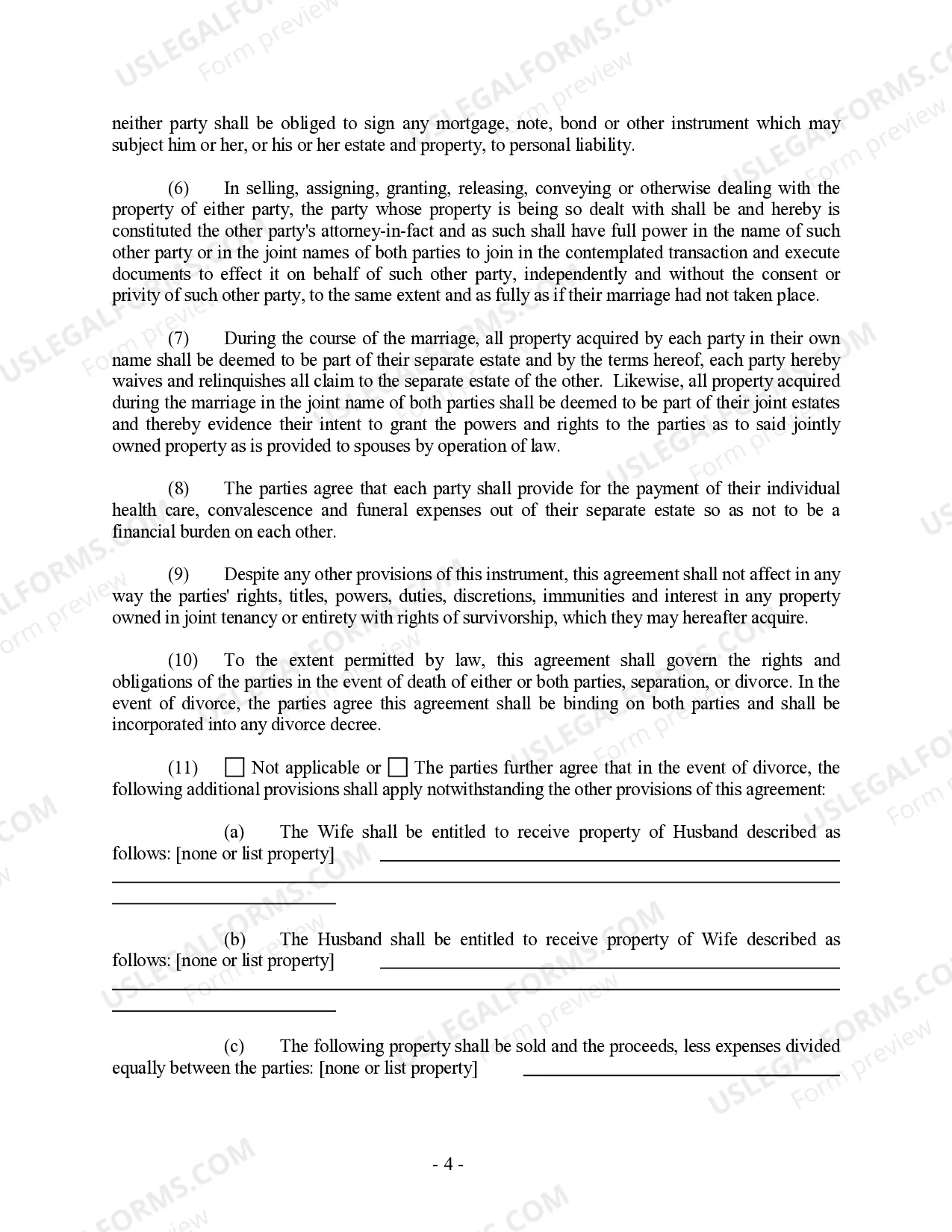 Preview New Jersey Prenuptial Premarital Agreement without Financial Statements