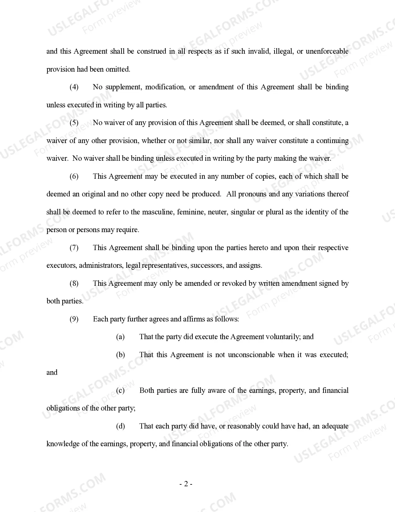 Preview Amendment to Prenuptial or Premarital Agreement