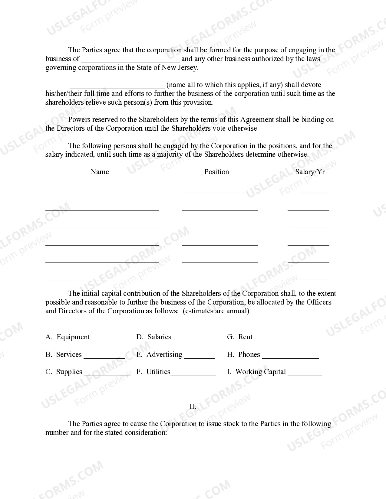 Preview New Jersey Pre-Incorporation Agreement, Shareholders Agreement and Confidentiality Agreement