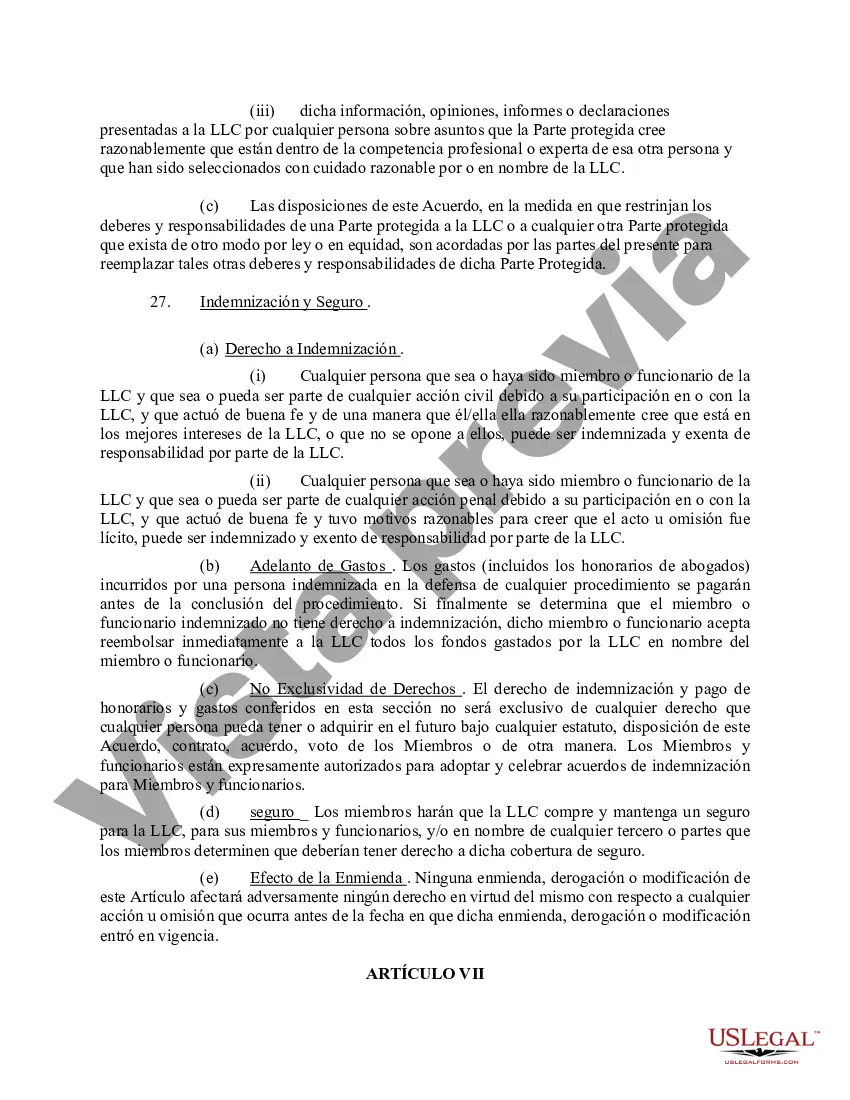 Preview Acuerdo Operativo de Sociedad de Responsabilidad Limitada LLC