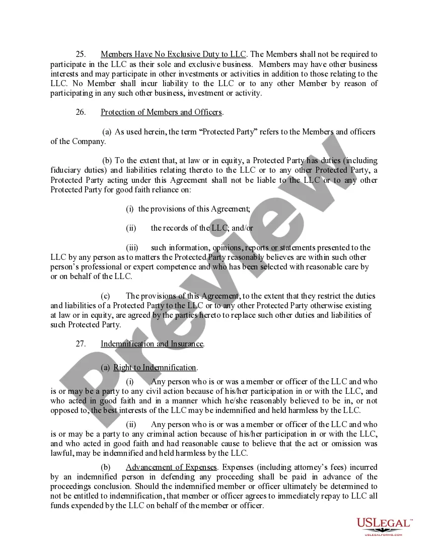 Preview Limited Liability Company LLC Operating Agreement
