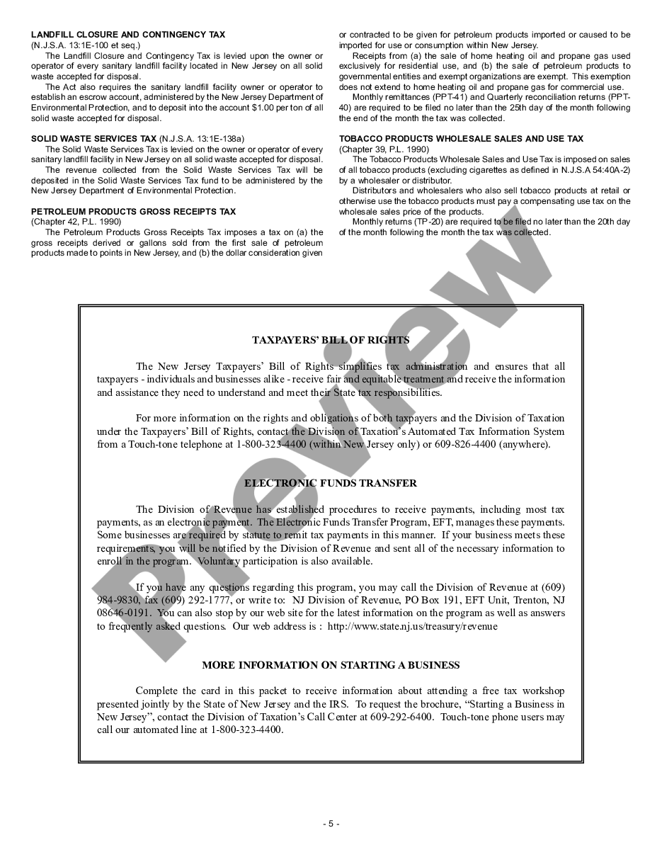 page 5 New Jersey Business Registration Package for Sole Proprietorship preview