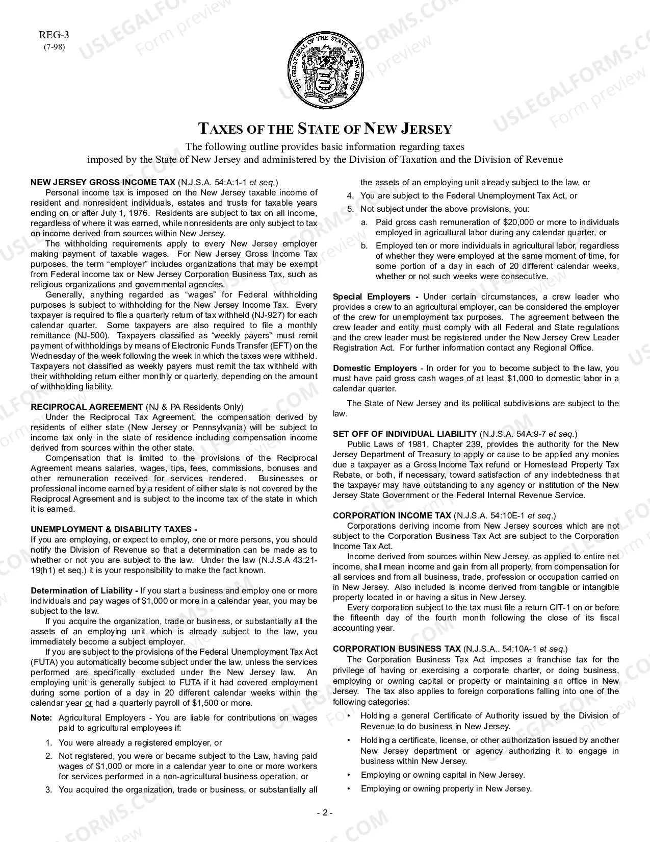 Preview New Jersey Business Registration Package for Sole Proprietorship