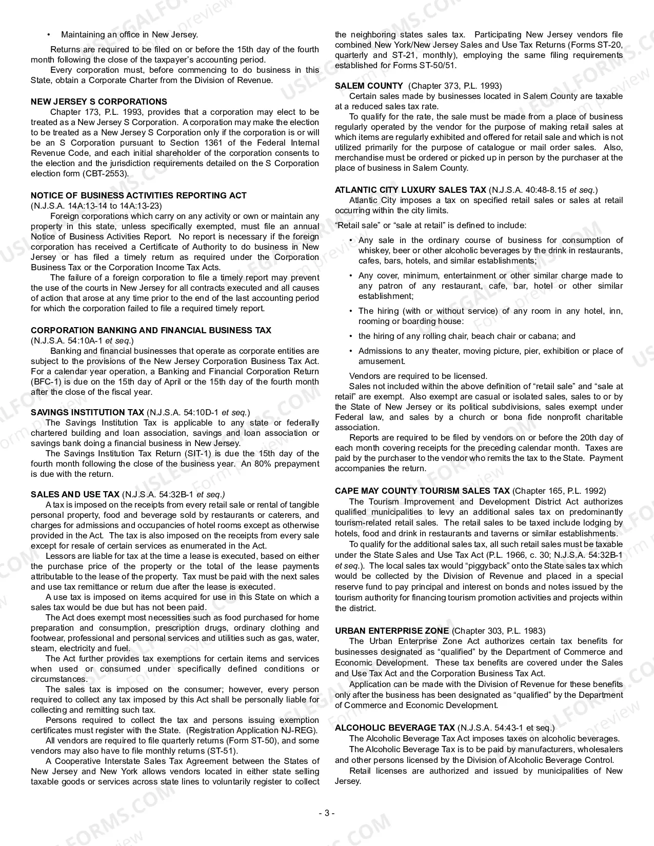 Preview New Jersey Business Registration Package for Sole Proprietorship