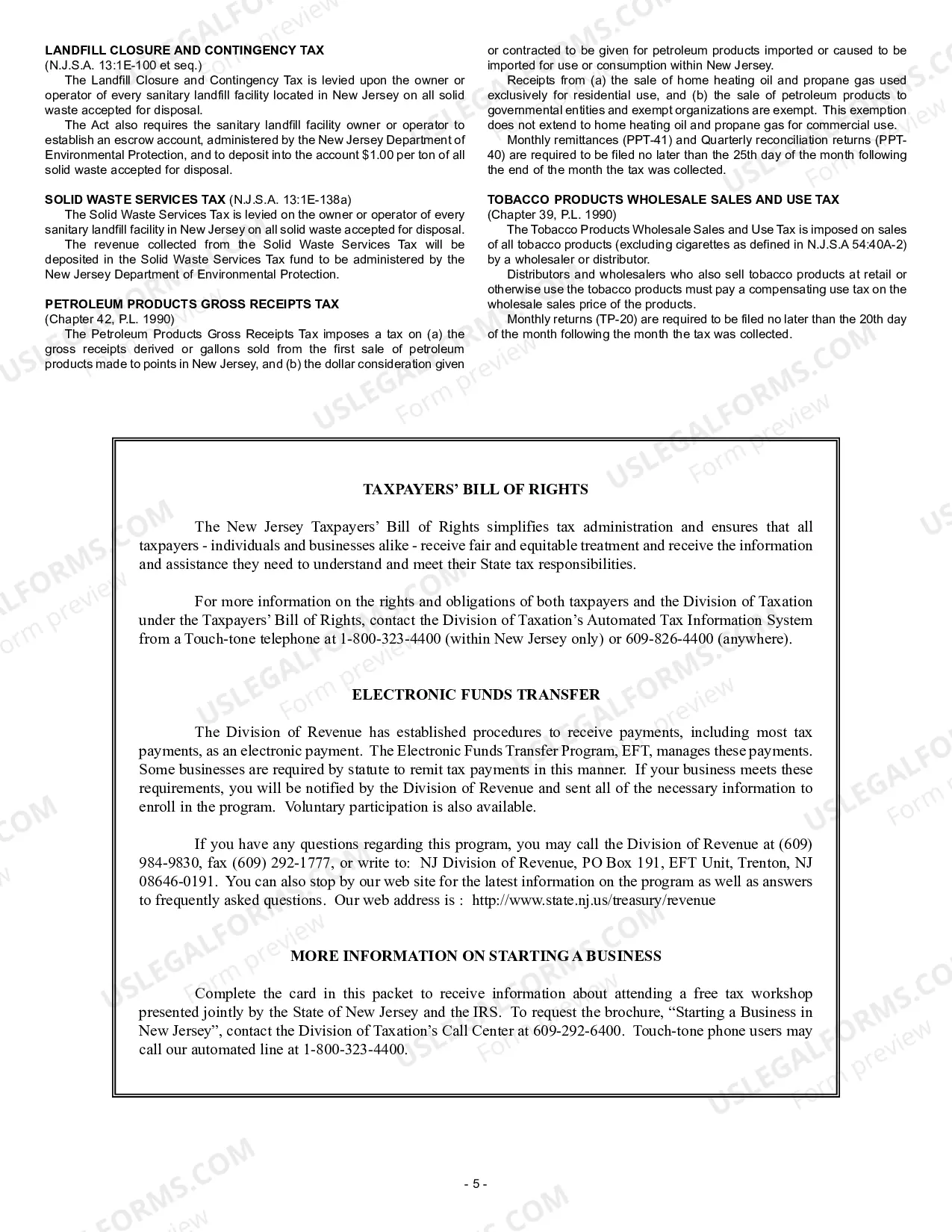 Preview New Jersey Business Registration Package for Sole Proprietorship