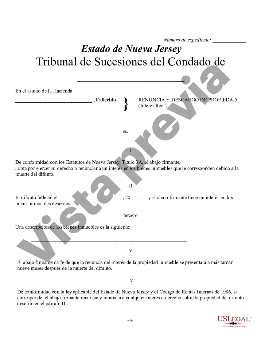Preview Renuncia y descargo de responsabilidad de los intereses sobre bienes inmuebles