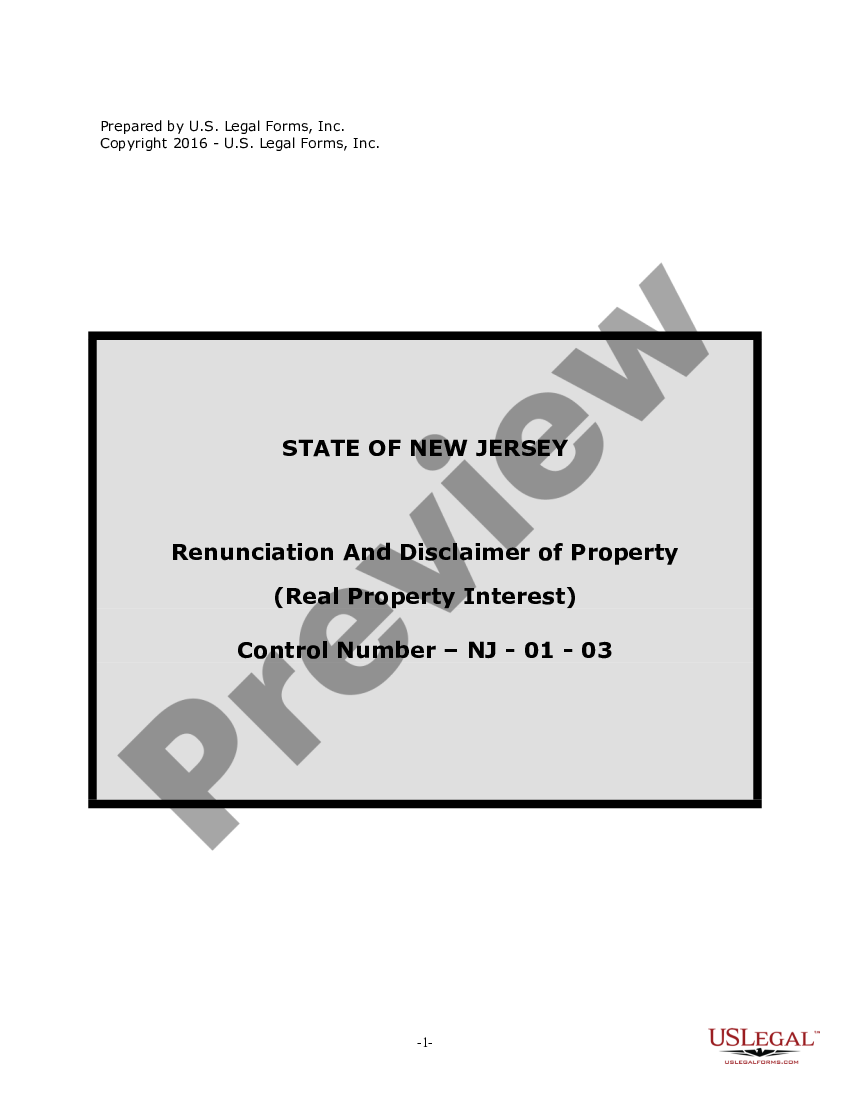 New Jersey Renunciation And Disclaimer of Real Property Interest ...