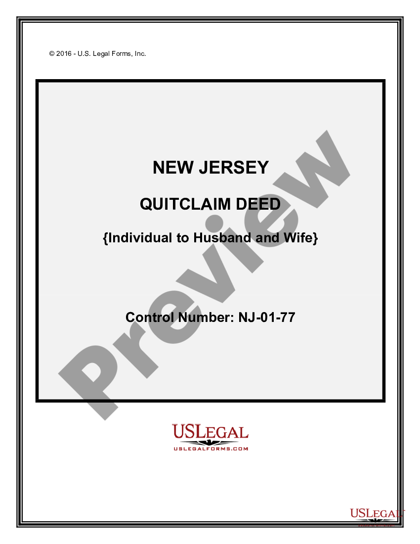 New Jersey Quitclaim Deed From Individual To Husband And Wife Nj Quit Claim Deed Requirements 8265