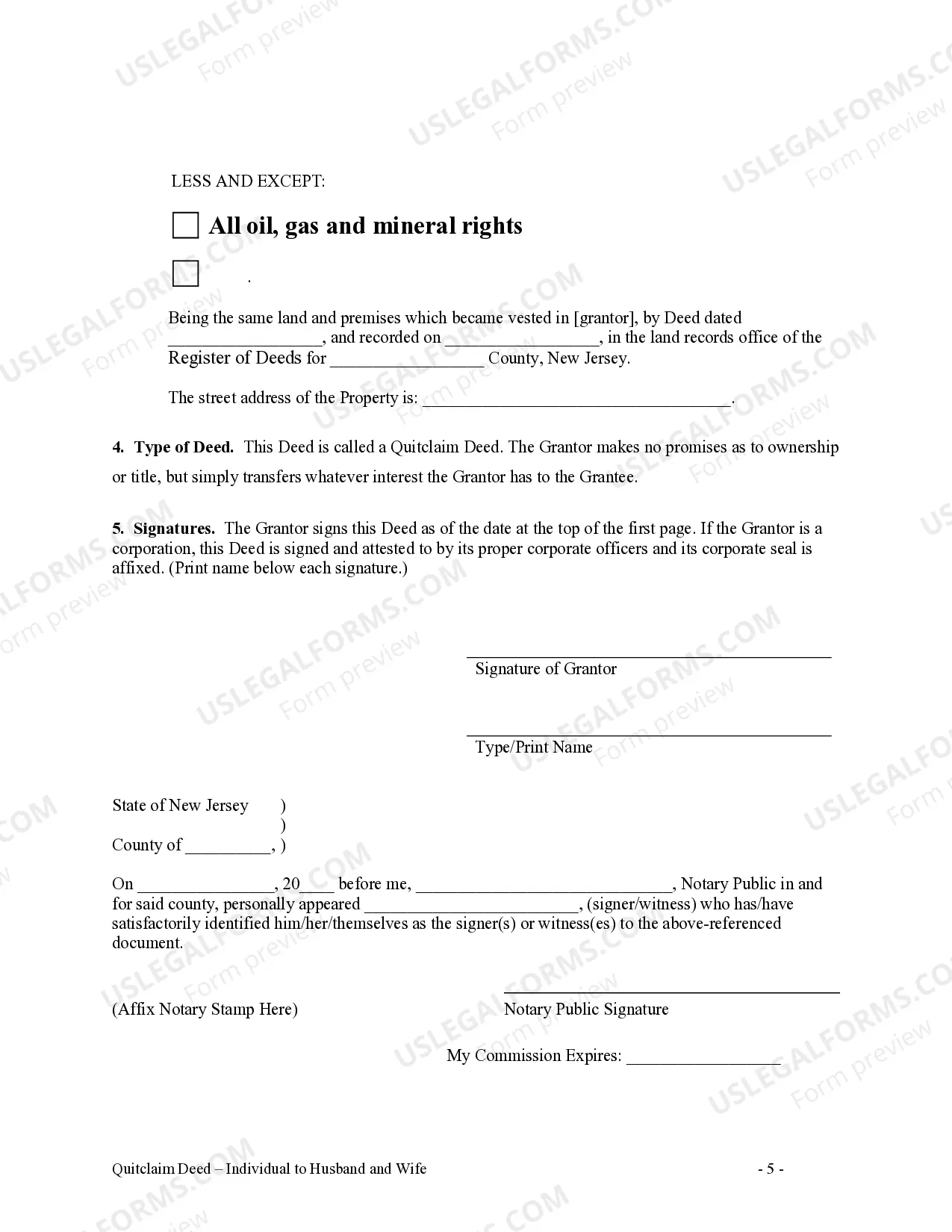 Preview Quitclaim Deed from Individual to Husband and Wife