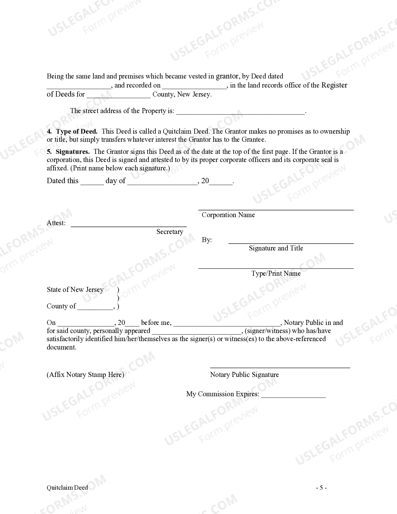 Preview Quitclaim Deed from Corporation to Husband and Wife