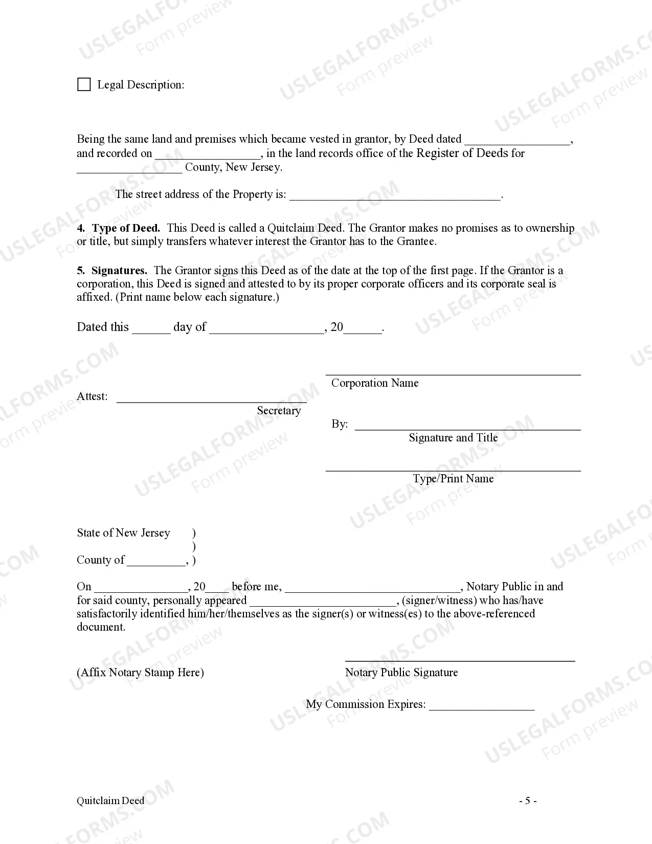 Preview Quitclaim Deed from Corporation to LLC