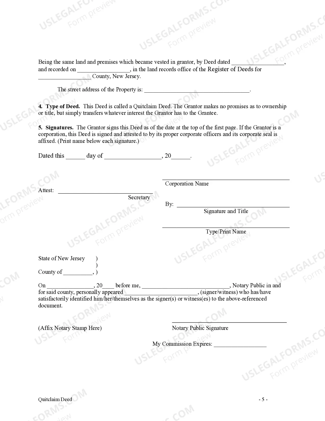 Preview Quitclaim Deed from Corporation to Corporation