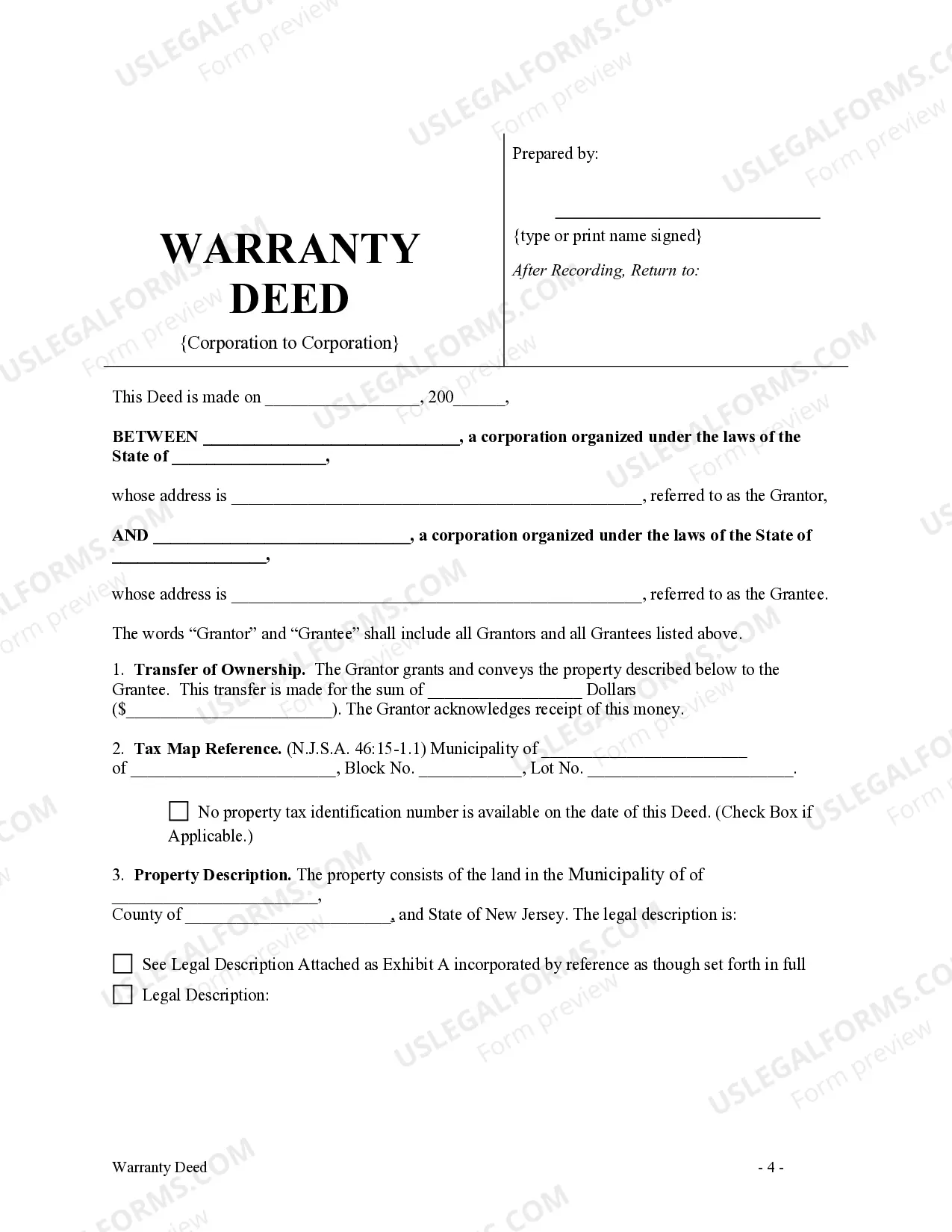Preview Warranty Deed from Corporation to Corporation