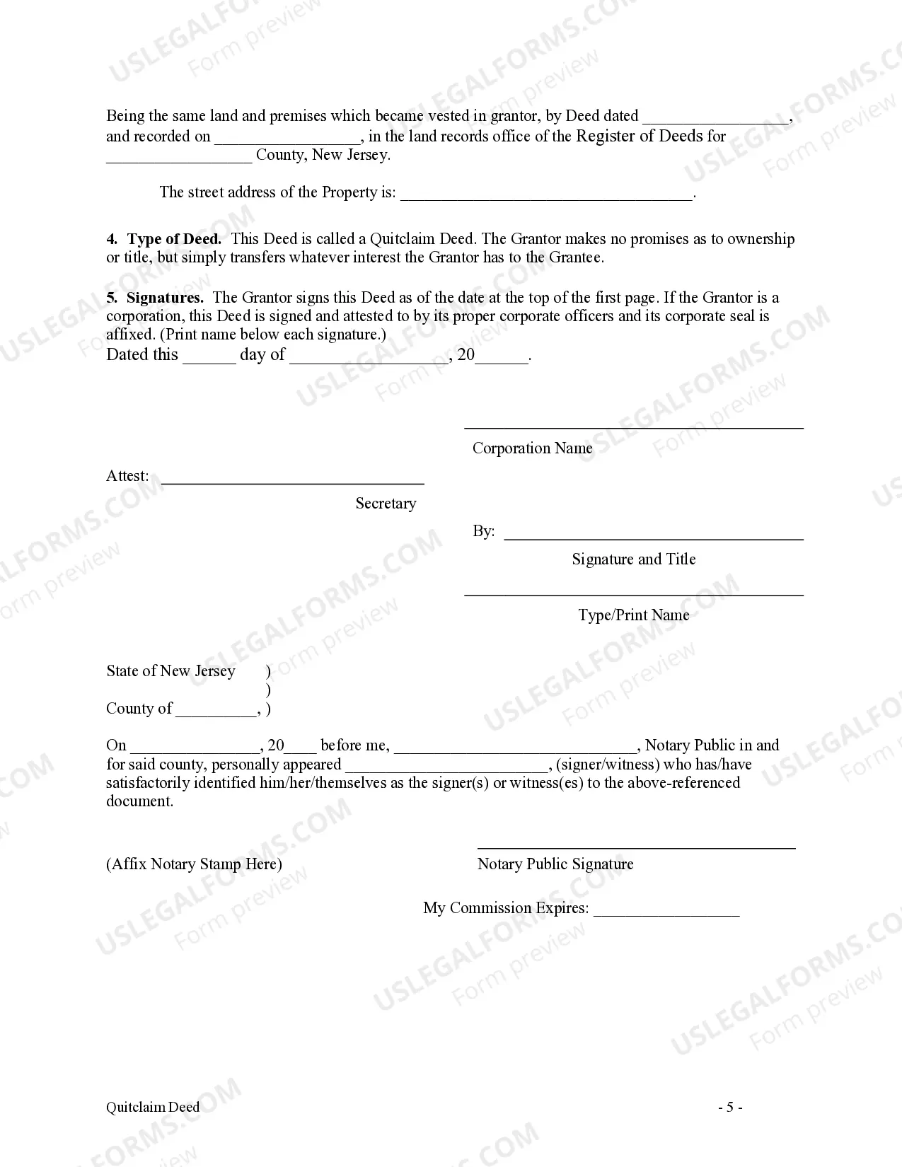 Preview Quitclaim Deed from Corporation to Two Individuals