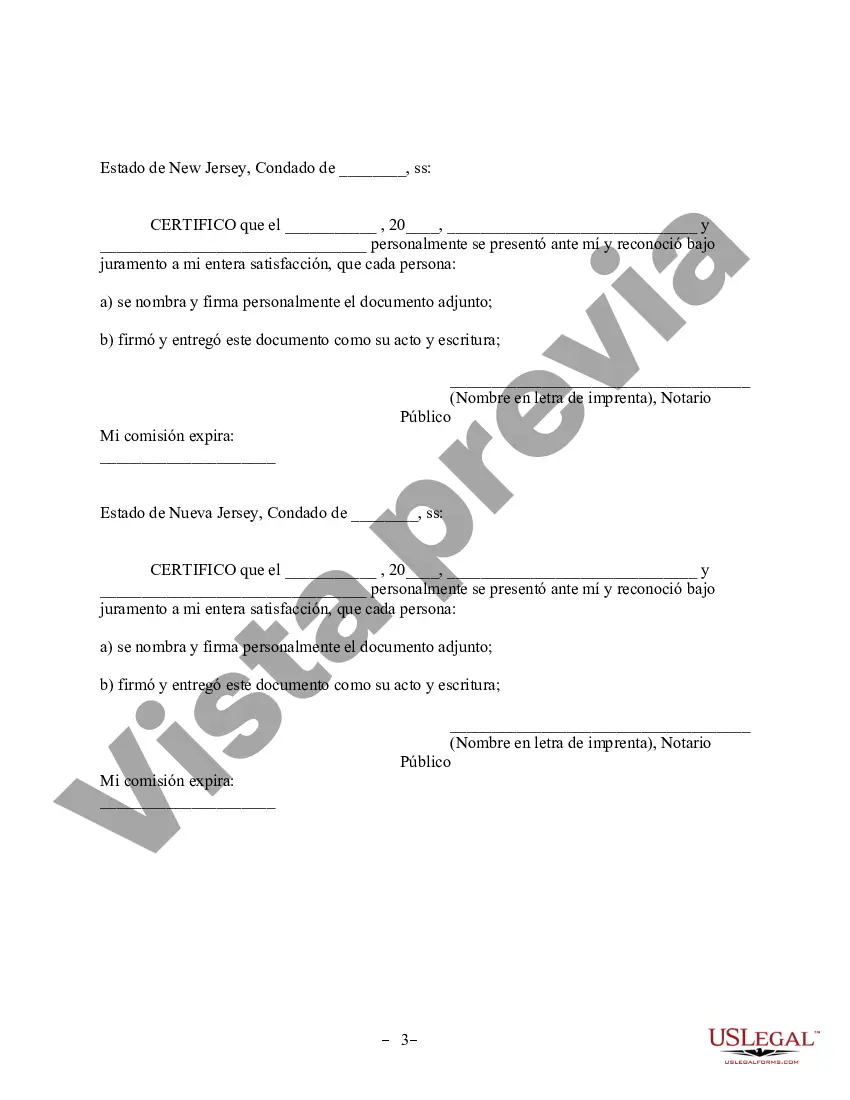 Preview Revocación del Acuerdo de propiedad posnupcial - Nueva Jersey