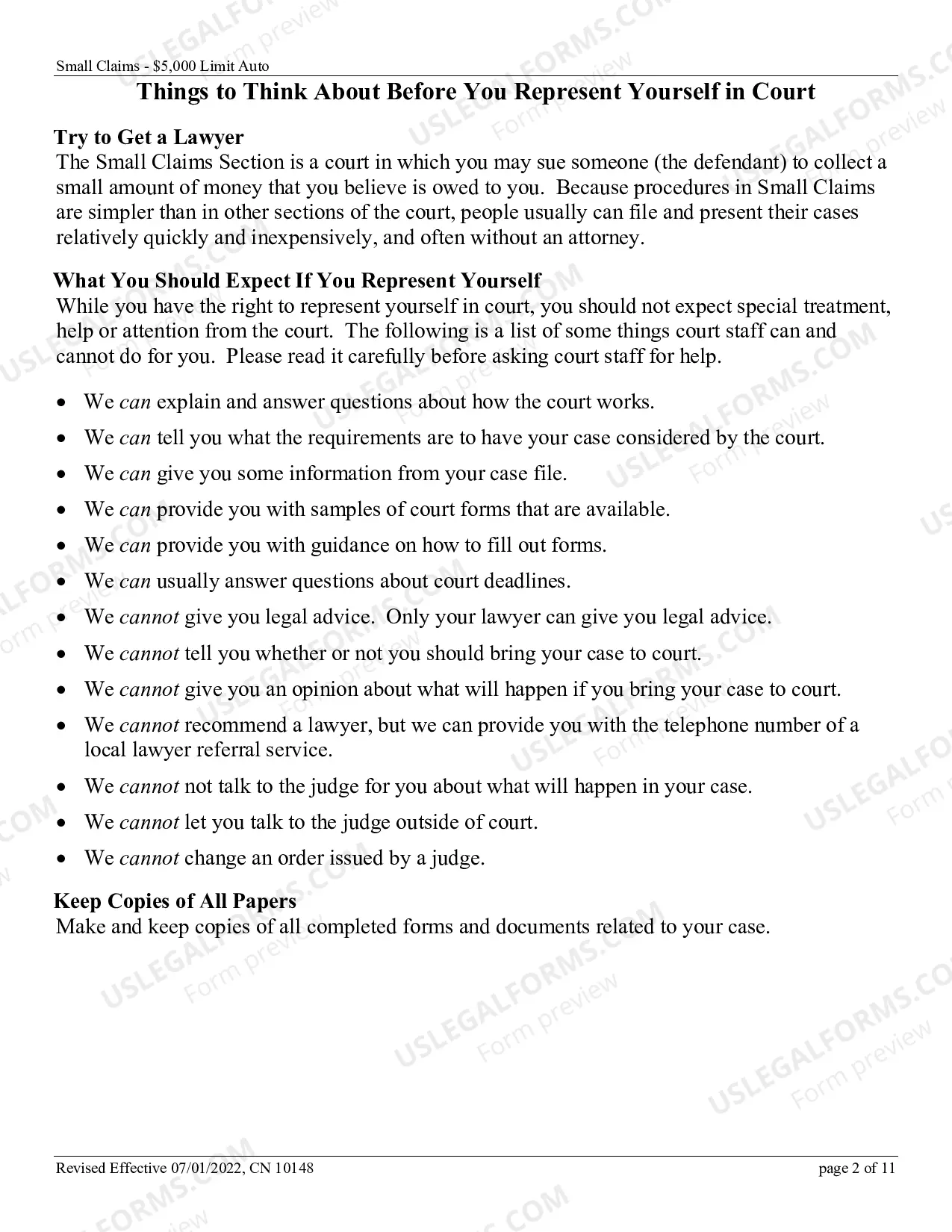 Preview Small Claims Complaint - Motor Vehicle