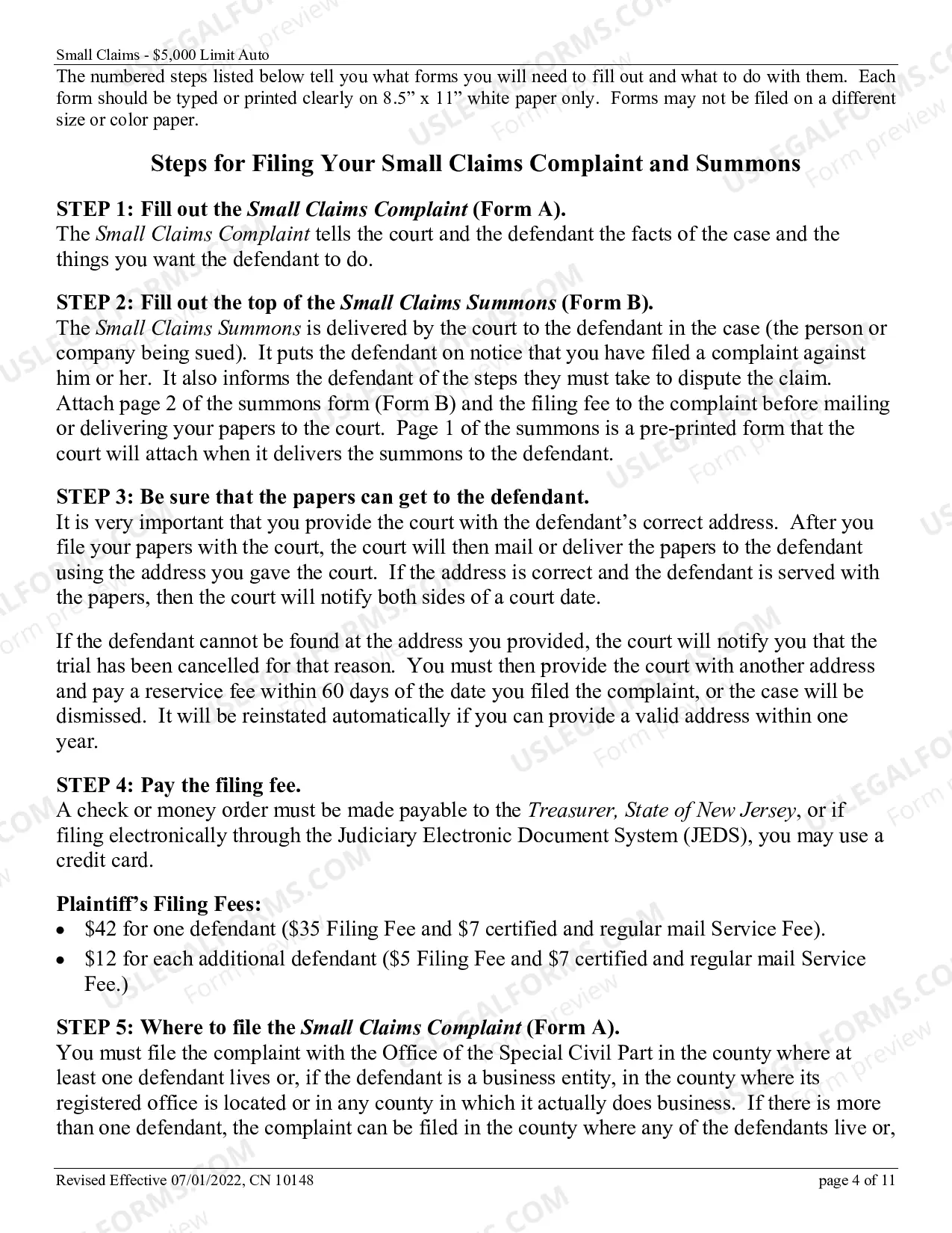 Preview Small Claims Complaint - Motor Vehicle