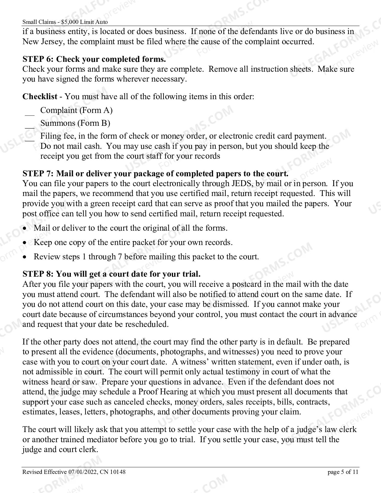 Preview Small Claims Complaint - Motor Vehicle