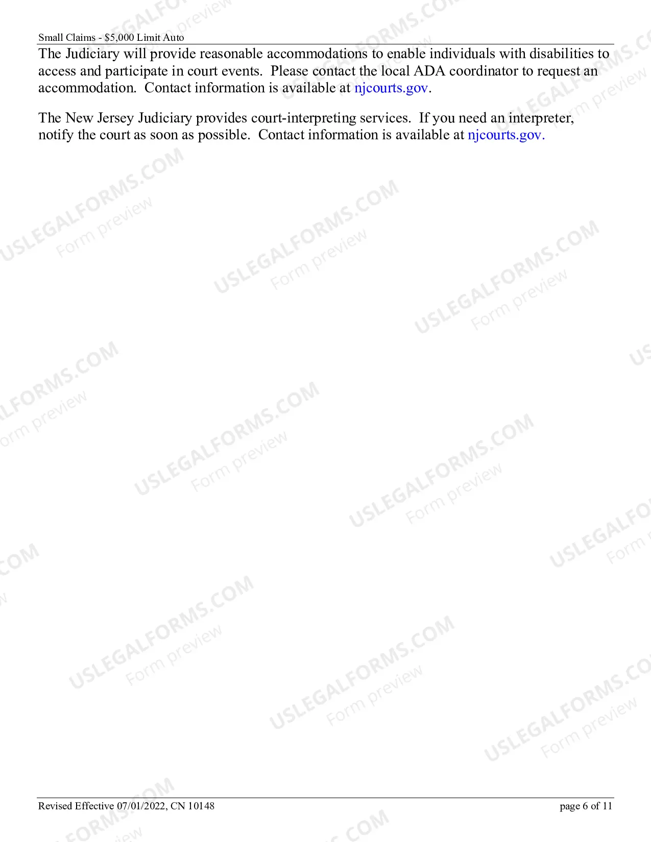 Preview Small Claims Complaint - Motor Vehicle