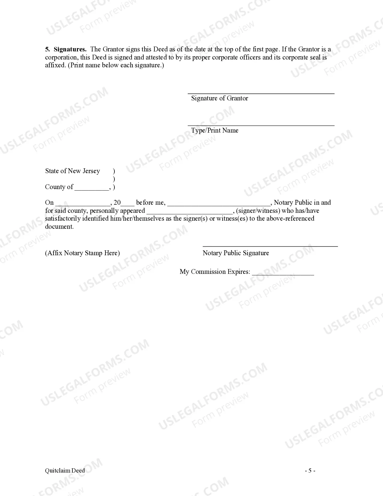 Preview Quitclaim Deed from Individual to Individual