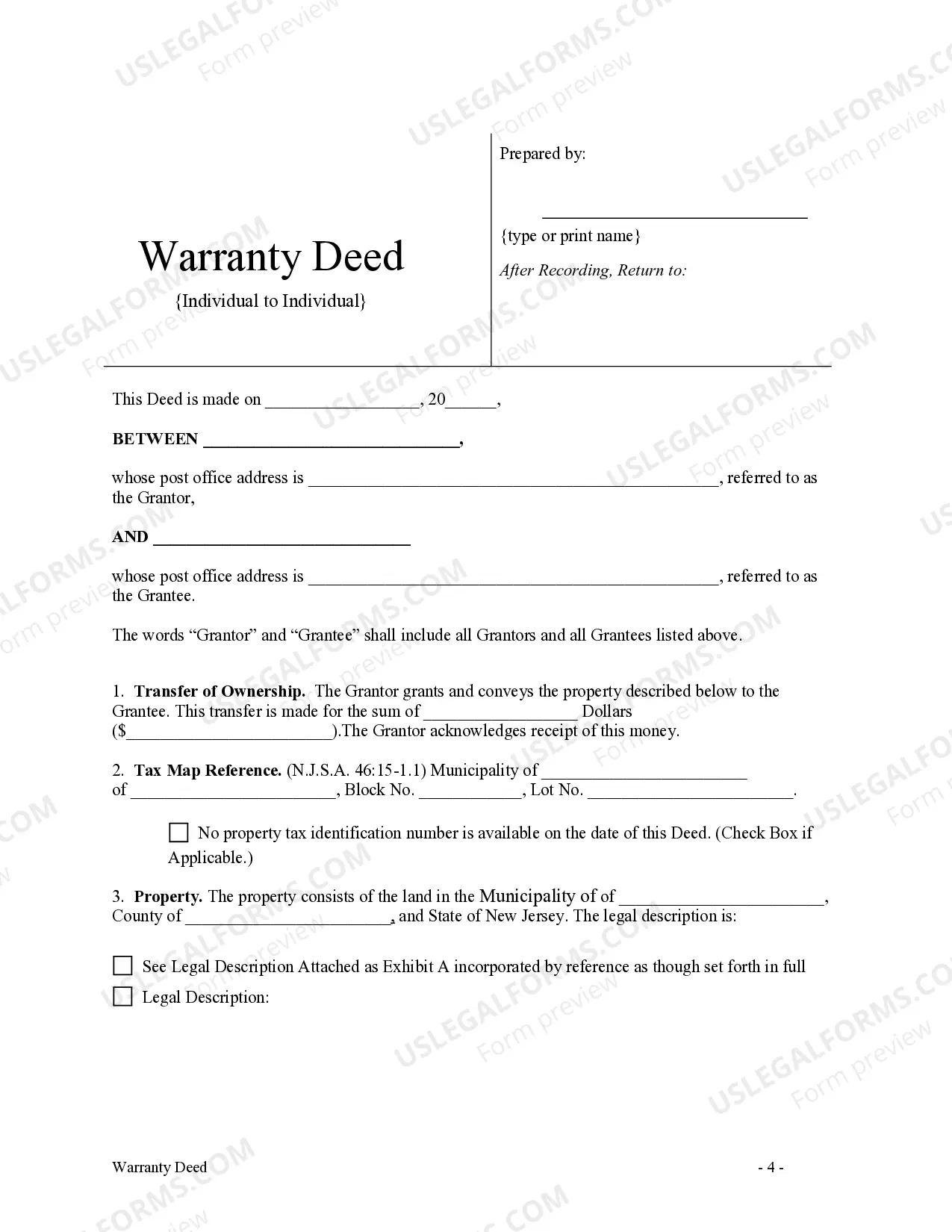 Preview Warranty Deed from Individual to Individual