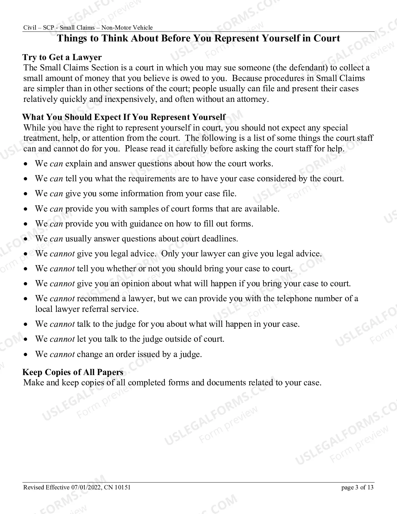 Preview Small Claims Complaint - Contract, Security Deposit, Rent, or Tort