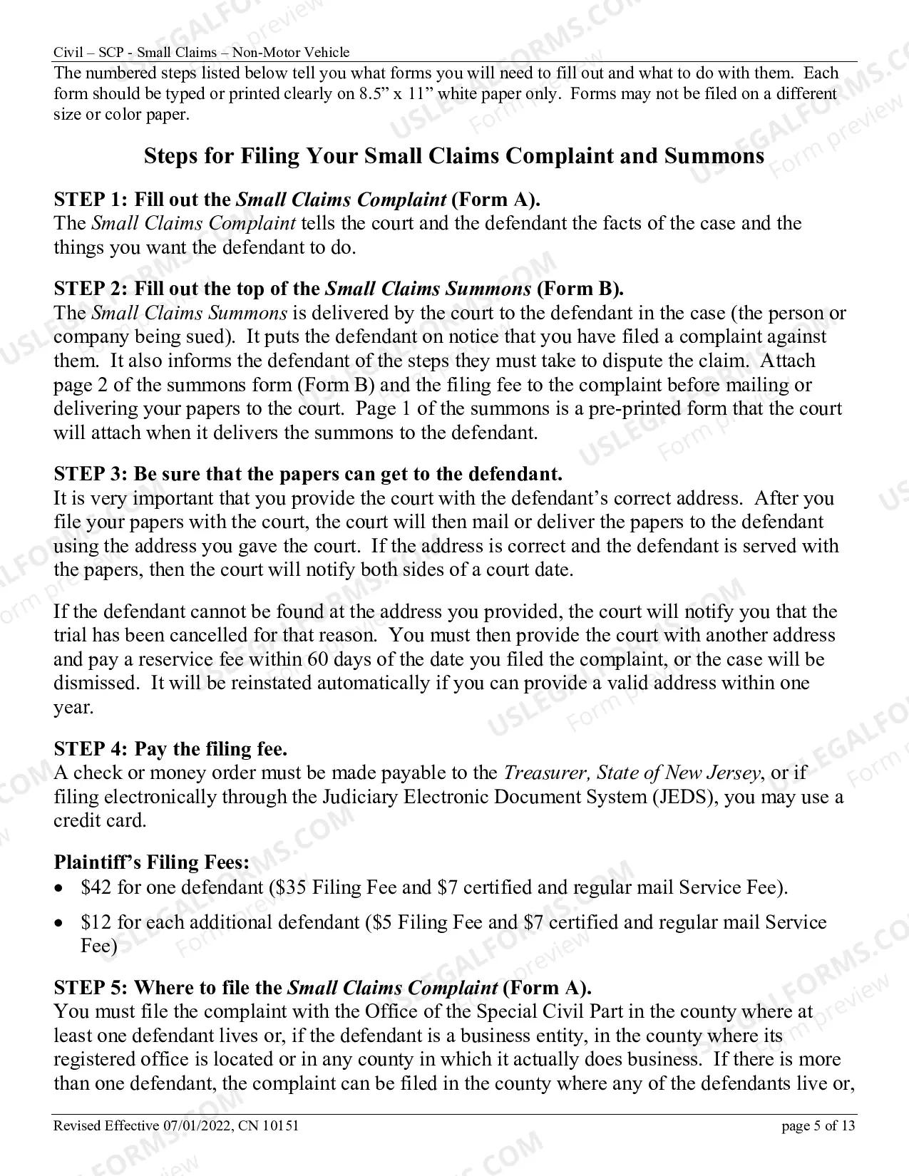 Preview Small Claims Complaint - Contract, Security Deposit, Rent, or Tort