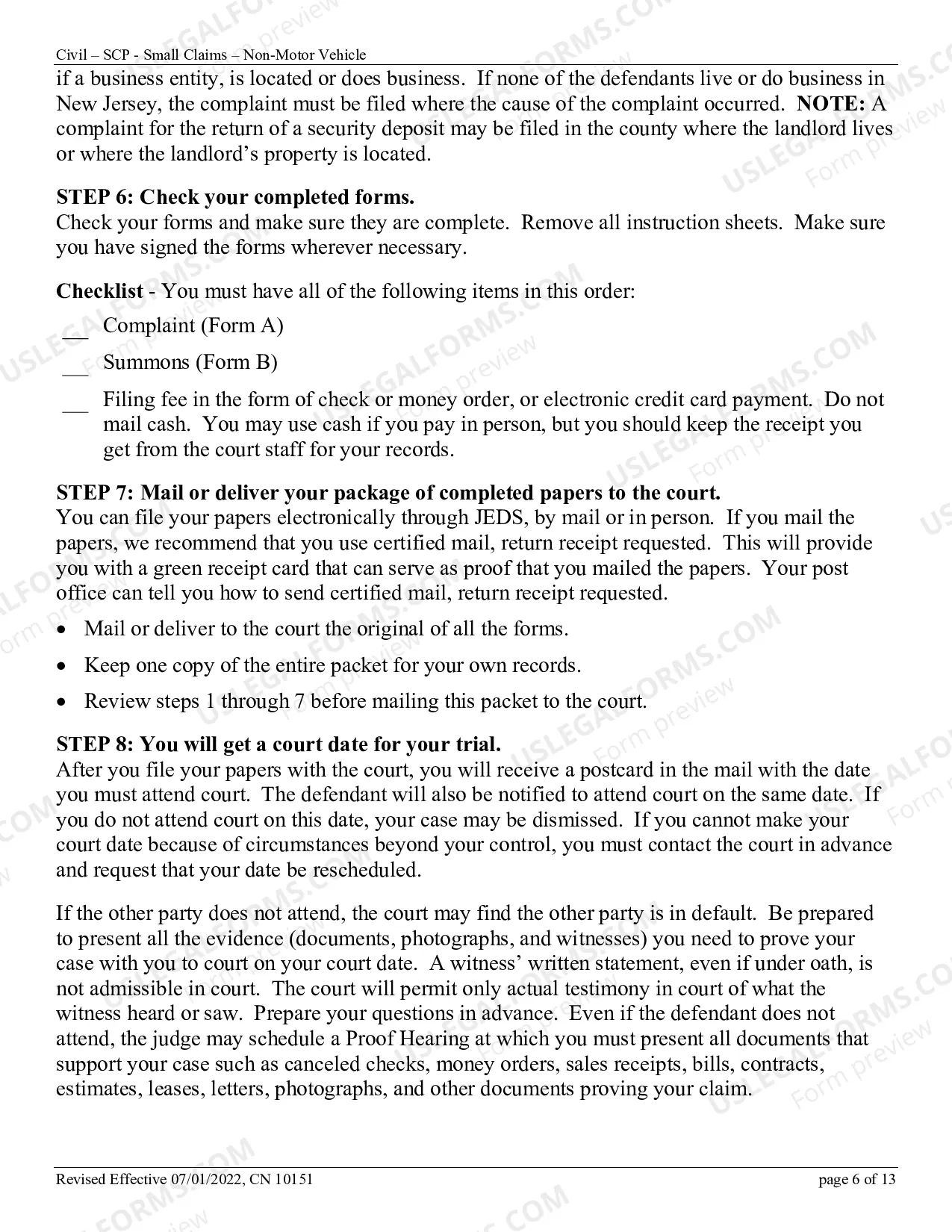Preview Small Claims Complaint - Contract, Security Deposit, Rent, or Tort