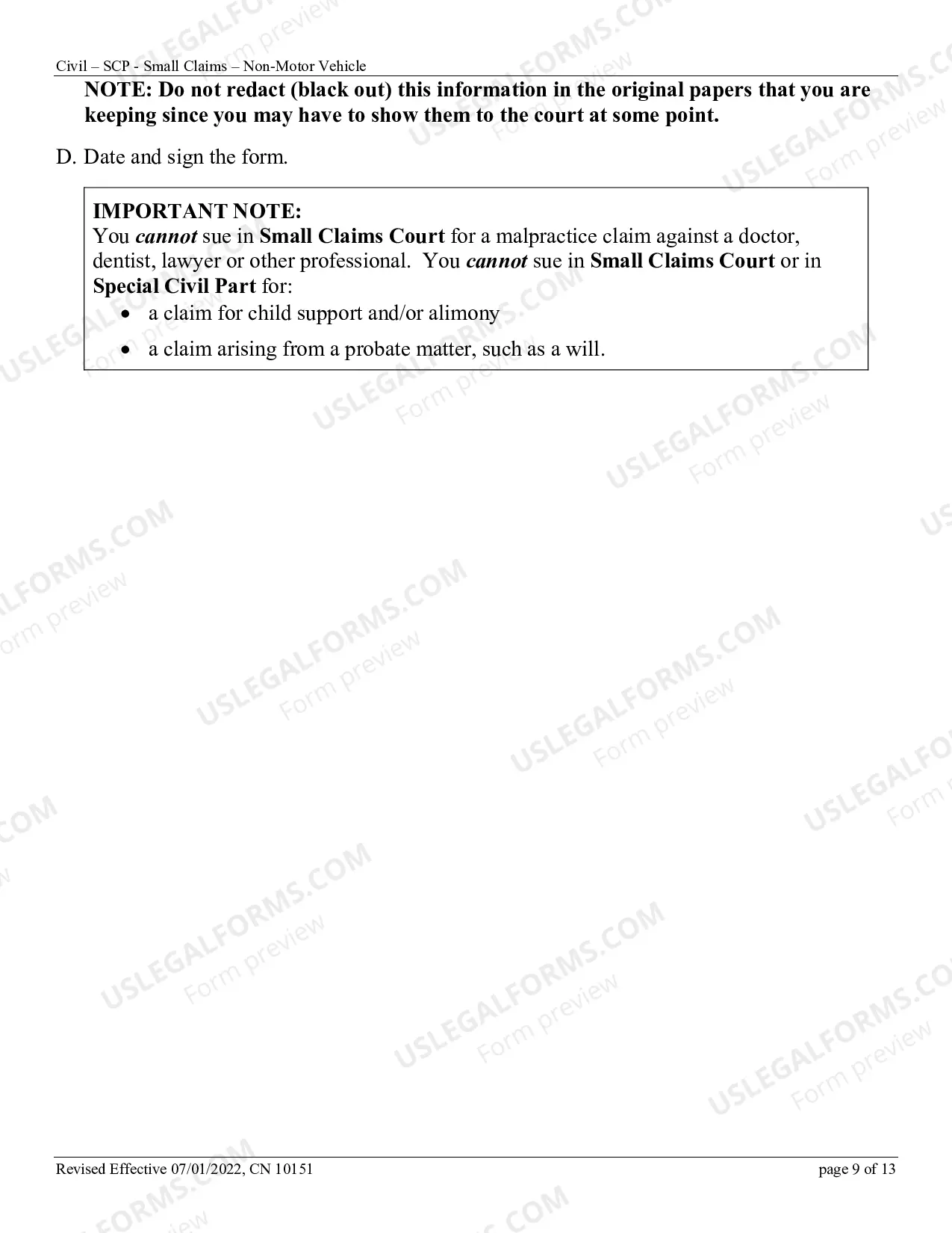 Preview Small Claims Complaint - Contract, Security Deposit, Rent, or Tort