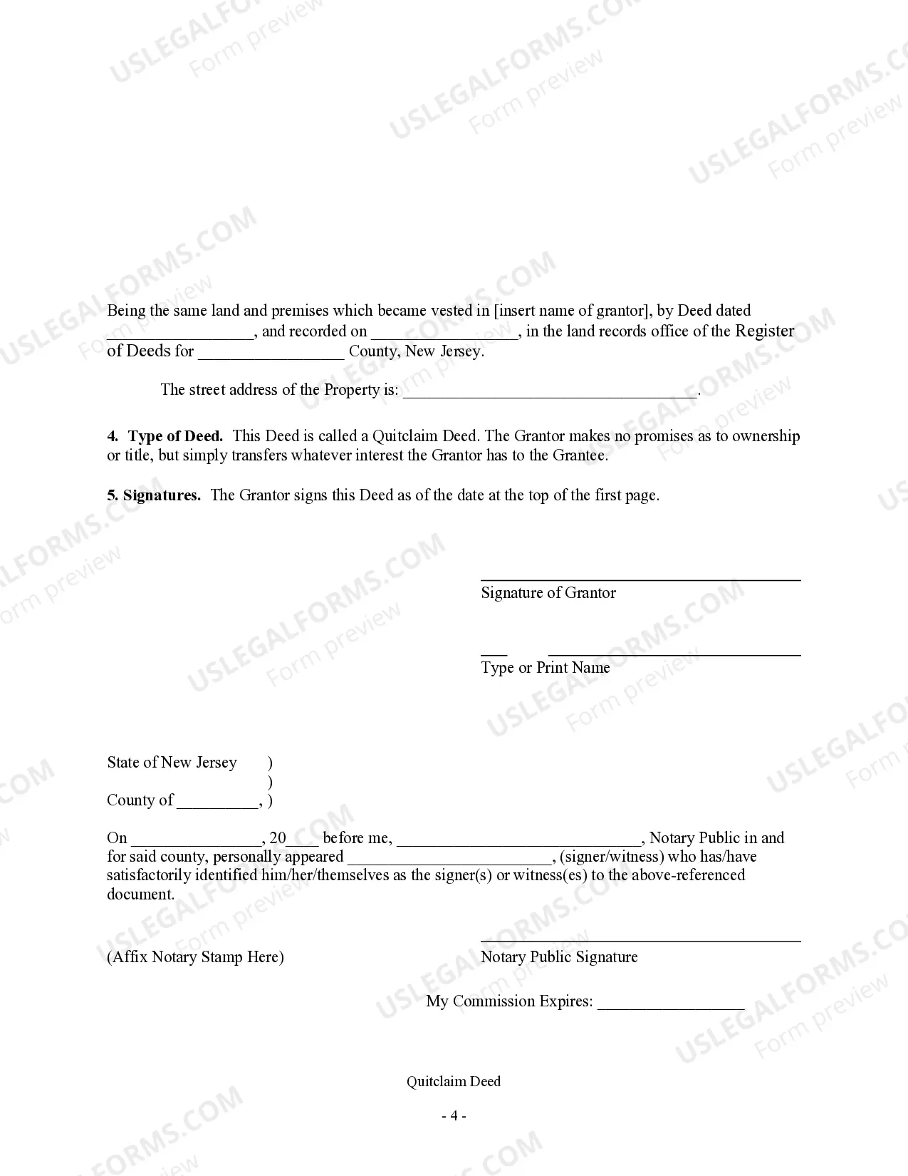 Preview Quitclaim Deed - Individual to Trust