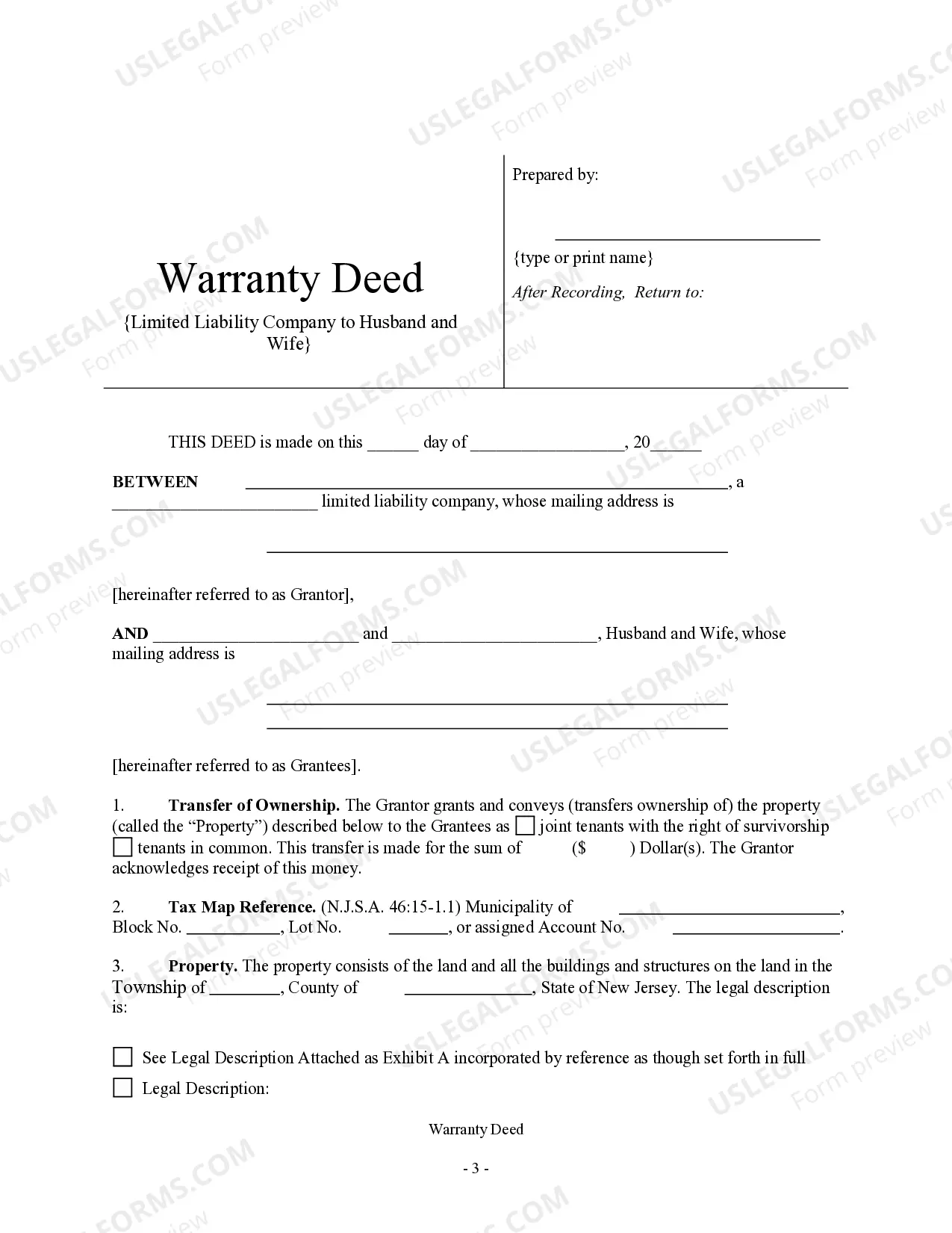 Preview Warranty Deed - Limited Liability Company to Husband and Wife