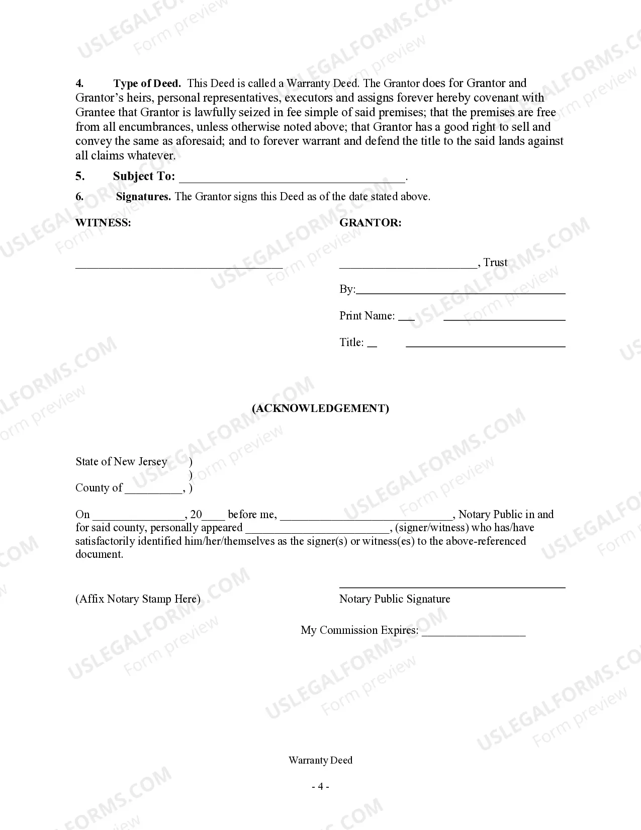Preview Warranty Deed - Trust to Individual