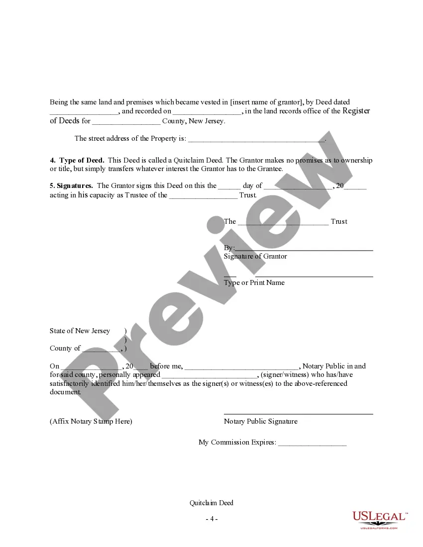 Preview Quitclaim Deed from a Trust to a Trust