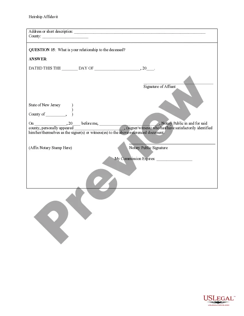 Get Heirship Affidavit - Descent Preview Heirship Affidavit - Descent